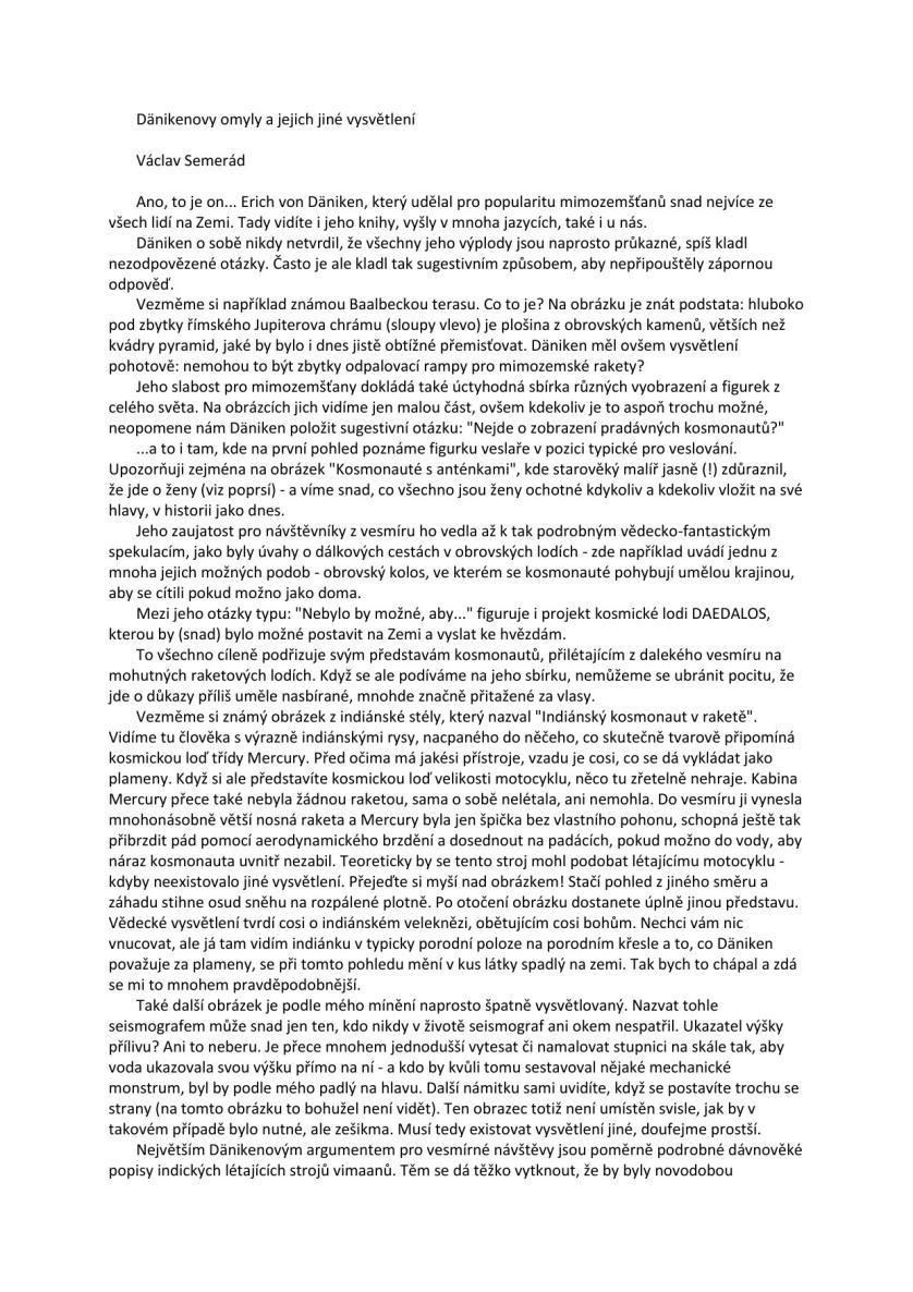 Dänikenovy omyly a jejich jiné vysvětlení