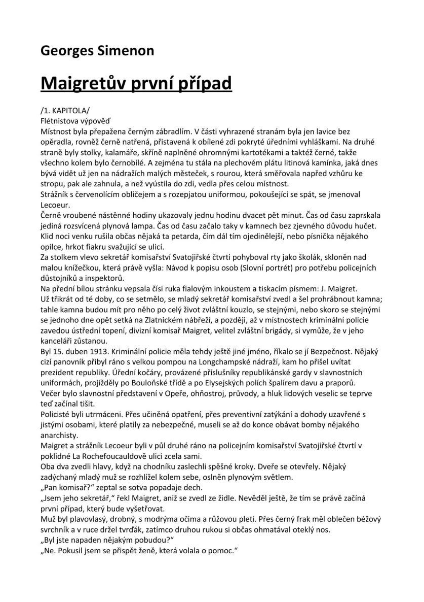 Maigretův první případ