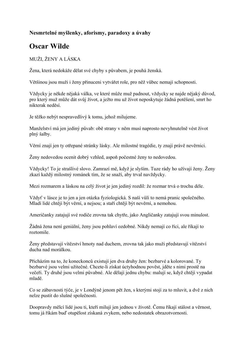 Nesmrtelné myšlenky, aforismy, paradoxy a úvahy