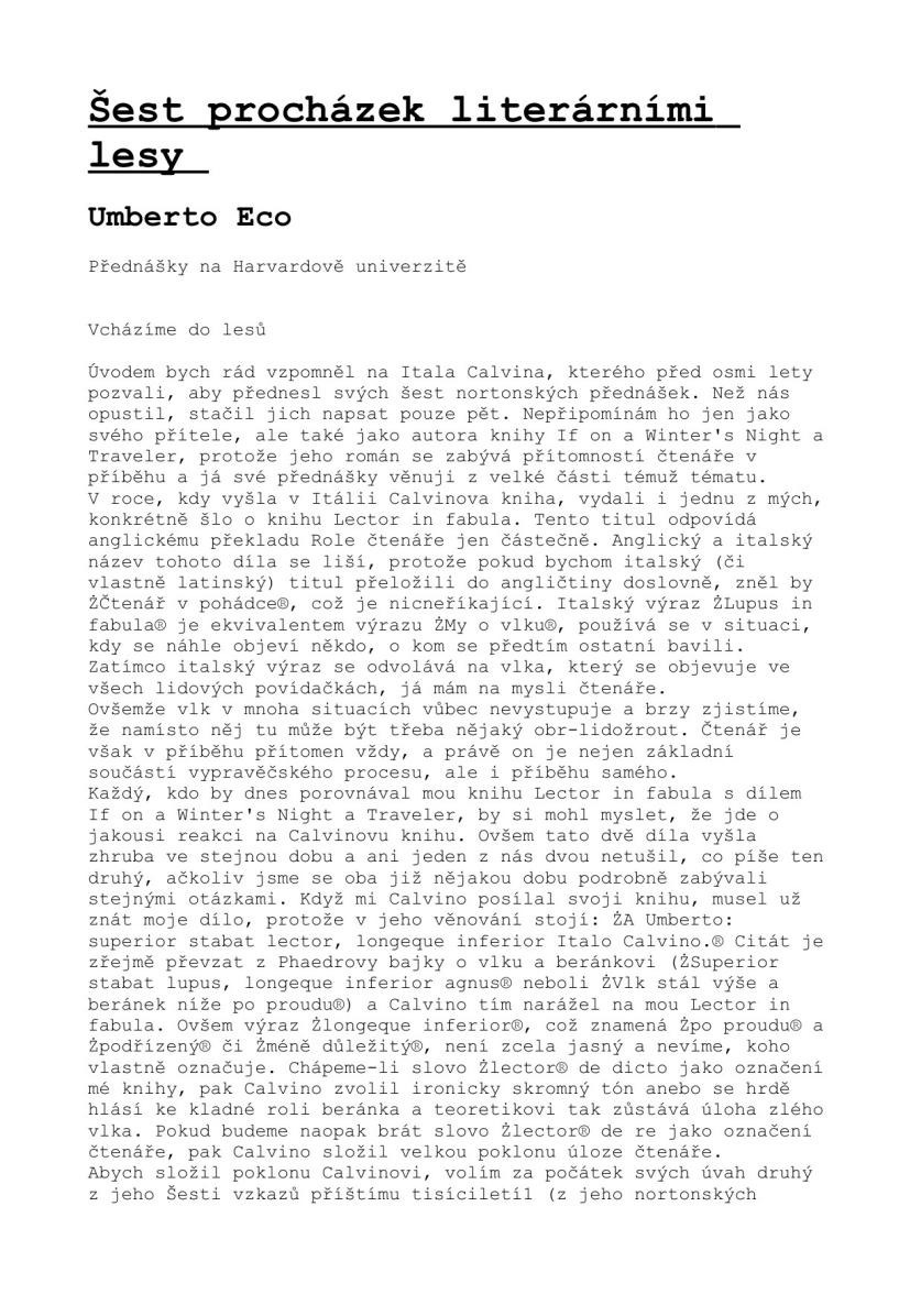 Šest procházek literárními lesy